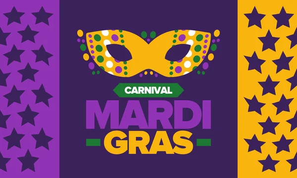 Carnaval Mardi Gras Nova Orleães Terça Feira Gorda Festival Folclórico — Vetor de Stock