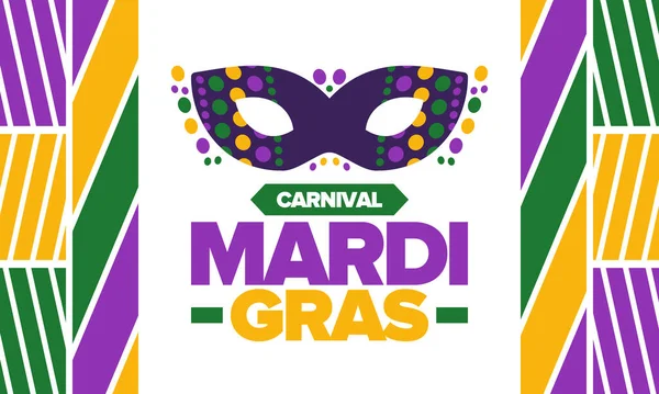 Mardi Gras Carnival New Orleans Fat Tuesday Traditional Folk Festival — Stock Vector