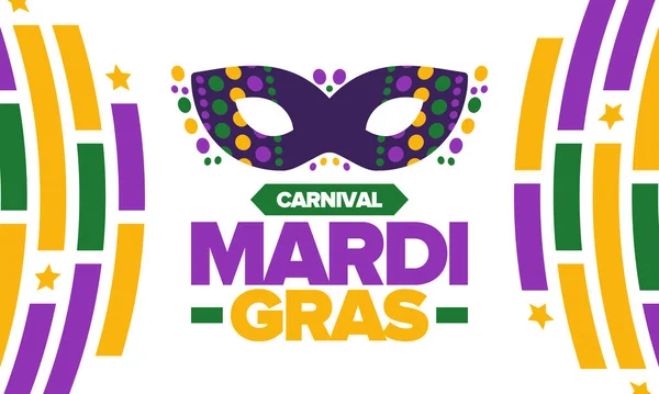 Mardi Gras Carnival New Orleans Fat Tuesday Traditional Folk Festival — Stock Vector