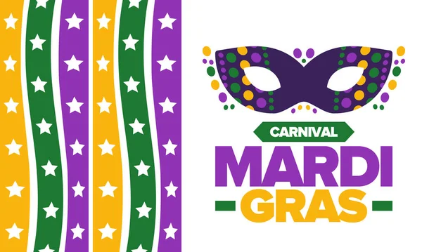 Karnawał Mardi Gras Nowym Orleanie Tłusty Wtorek Tradycyjny Festiwal Folklorystyczny — Wektor stockowy