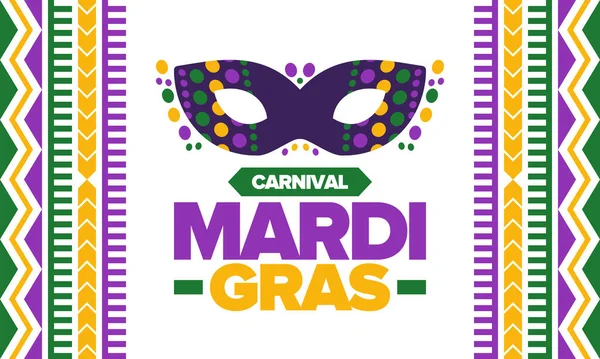 뉴올리언즈의 마르디 그라스 카니발입니다 화요일 축제의 퍼레이드와 최고의 파티에 즐거운 — 스톡 벡터