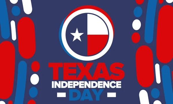 Texas Onafhankelijkheidsdag Texaanse Vlag Eenzame Sterrenvlag Jaarlijkse Vrijheidsvakantie Verenigde Staten — Stockvector