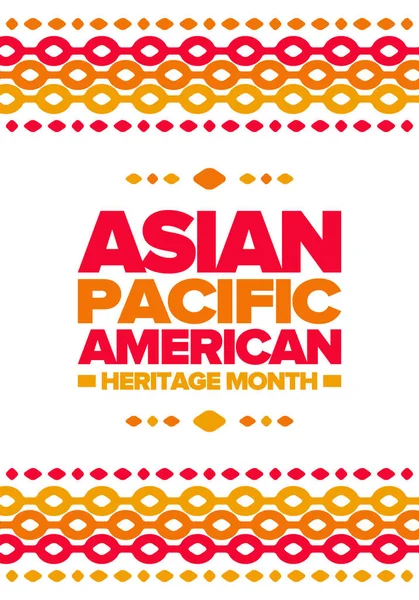 Asian Pacific American Heritage Month May Inglés Elebra Cultura Las — Vector de stock