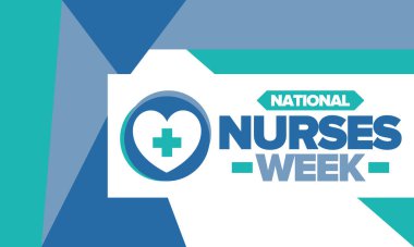 Ulusal Hemşireler Haftası. Tıbbi ve sağlık hizmetleri konsepti. Virüslere ve hastalıklara karşı savaşanlar. Teşekkürler hemşireler. Hemşirelerin ve doktorların şerefine. Amerika 'da yıllık kutlama. Vektör posteri