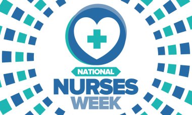 Ulusal Hemşireler Haftası. Tıbbi ve sağlık hizmetleri konsepti. Virüslere ve hastalıklara karşı savaşanlar. Teşekkürler hemşireler. Hemşirelerin ve doktorların şerefine. Amerika 'da yıllık kutlama. Vektör posteri