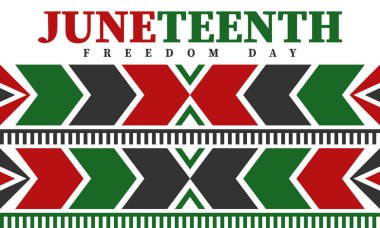 Haziran 'da. Haziranda Özgürlük ve Özgürlük Günü. Bağımsızlık Günü. Yıllık Afro-Amerikan bayramı, 19 Haziran 'da kutlandı. Amerikan tarihi ve mirası. Vektör posteri, illüstrasyon ve afiş