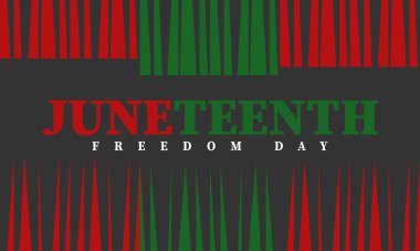 Haziran 'da. Haziranda Özgürlük ve Özgürlük Günü. Bağımsızlık Günü. Yıllık Afro-Amerikan bayramı, 19 Haziran 'da kutlandı. Amerikan tarihi ve mirası. Vektör posteri, illüstrasyon ve afiş