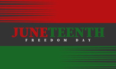 Haziran 'da. Haziranda Özgürlük ve Özgürlük Günü. Bağımsızlık Günü. Yıllık Afro-Amerikan bayramı, 19 Haziran 'da kutlandı. Amerikan tarihi ve mirası. Vektör posteri, illüstrasyon ve afiş