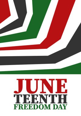 Haziran 'da. Haziranda Özgürlük ve Özgürlük Günü. Bağımsızlık Günü. Yıllık Afro-Amerikan bayramı, 19 Haziran 'da kutlandı. Amerikan tarihi ve mirası. Vektör posteri, illüstrasyon ve afiş