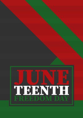 Haziran 'da. Haziranda Özgürlük ve Özgürlük Günü. Bağımsızlık Günü. Yıllık Afro-Amerikan bayramı, 19 Haziran 'da kutlandı. Amerikan tarihi ve mirası. Vektör posteri, illüstrasyon ve afiş