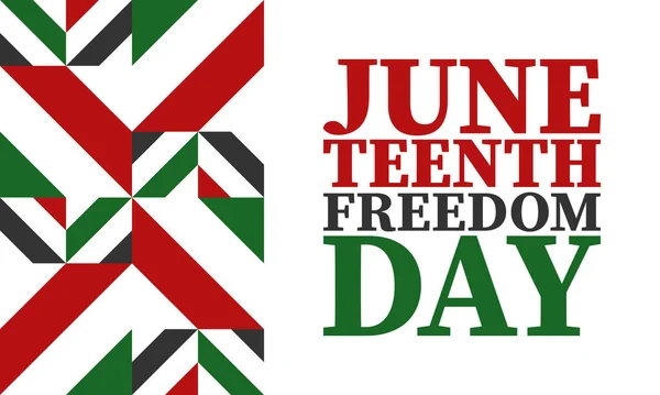 Haziran 'da. Haziranda Özgürlük ve Özgürlük Günü. Bağımsızlık Günü. Yıllık Afro-Amerikan bayramı, 19 Haziran 'da kutlandı. Amerikan tarihi ve mirası. Vektör posteri, illüstrasyon ve afiş