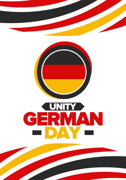 День Немецкого Единства Национальным Праздником Единства Свободы Воссоединения Немецкий Флаг — стоковый вектор