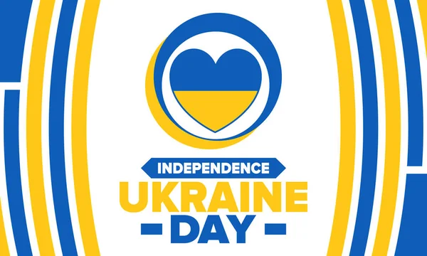 乌克兰独立日 国庆佳节 每年八月二十四日庆祝 乌克兰国旗 蓝色和黄色 爱国分子 横幅和背景 矢量说明 — 图库矢量图片