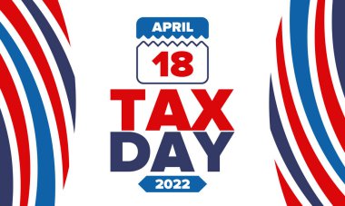 Ulusal Vergi Günü. Birleşik Devletler 'de federal vergi beyannamesi. Bireysel gelir iadelerinin federal hükümete iletilmesi gereken gün. Amerikan vatansever vektör posteri