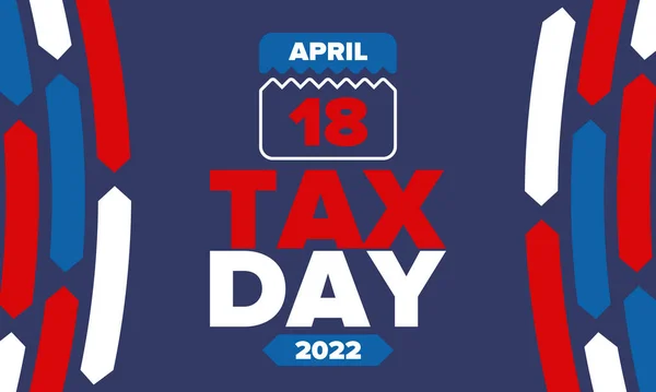 Národní Daňový Den Termín Podání Federální Daně Spojených Státech Den — Stockový vektor