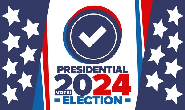 2024年アメリカ合衆国大統領選挙 投票日11月5日 アメリカ選挙運動 選択をしろ 愛国的なアメリカのベクトル図 ポスター カード バナー — ストックベクタ
