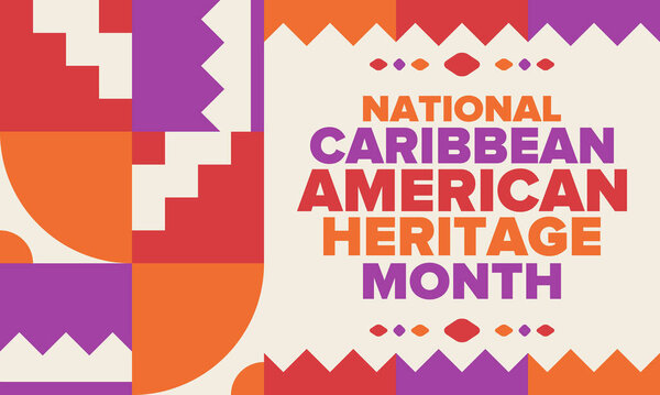 Caribbean American Heritage Month in June. Culture Month to the people of America. Celebrate annual with festival. Happy holiday. Poster, card, banner and background. Vector illustration