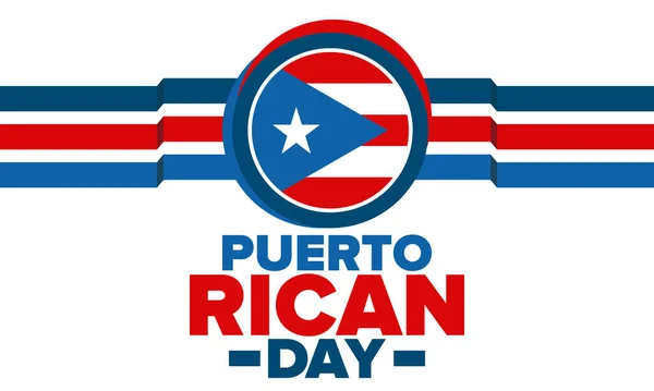 Día Puerto Rico Felices Fiestas Nacionales Festival Desfile Honor Independencia — Vector de stock