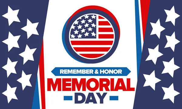 Memorial Day United States Remember Honor Federal Holiday Remember Honor — Stock Vector