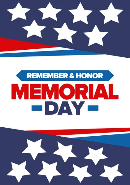 Memorial Day United States Remember Honor Federal Holiday Remember Honor — Stock Vector