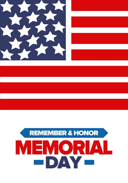 Memorial Day United States Remember Honor Federal Holiday Remember Honor — Stock Vector