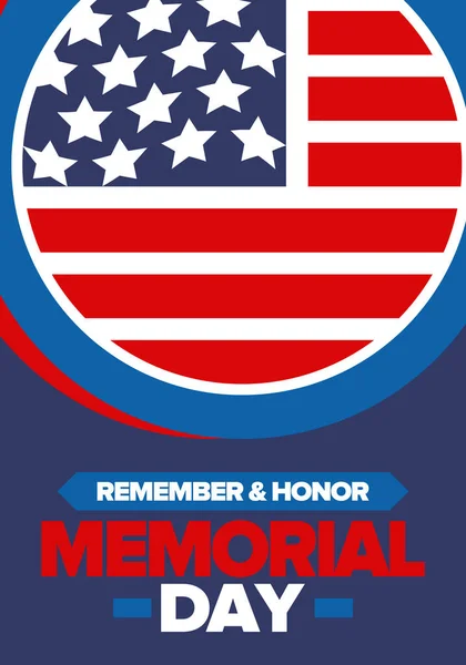 Memorial Day United States Remember Honor Federal Holiday Remember Honor — Stock Vector