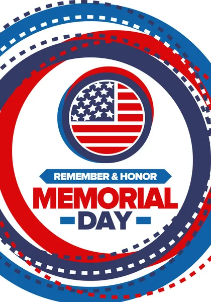 Memorial Day United States Remember Honor Federal Holiday Remember Honor — Stock Vector