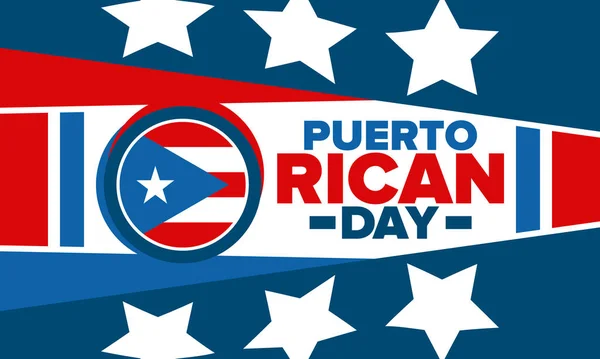 Día Puerto Rico Felices Fiestas Nacionales Festival Desfile Honor Independencia — Vector de stock