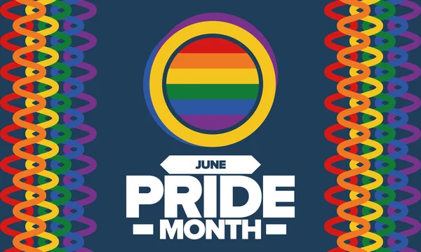 Mes Del Orgullo Junio Bandera Lgbt Lesbianas Gay Bisexuales Transgénero — Vector de stock