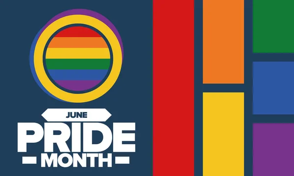 Mês Orgulho Junho Bandeira Lgbt Lésbica Gay Bissexual Transexual Celebrado — Vetor de Stock