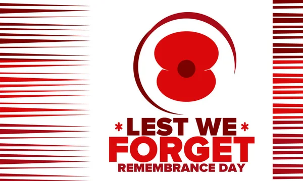 Remembrance Day Lest Forget Remembrance Poppy Poppy Day Memorial Day — Stock Vector