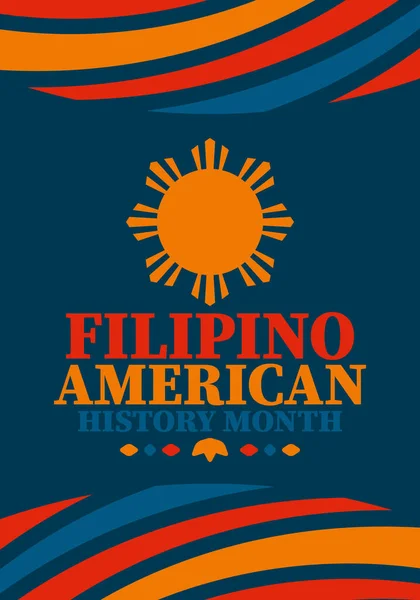 Filipino American History Month Joyeuses Fêtes Fêtent Chaque Année Octobre — Image vectorielle