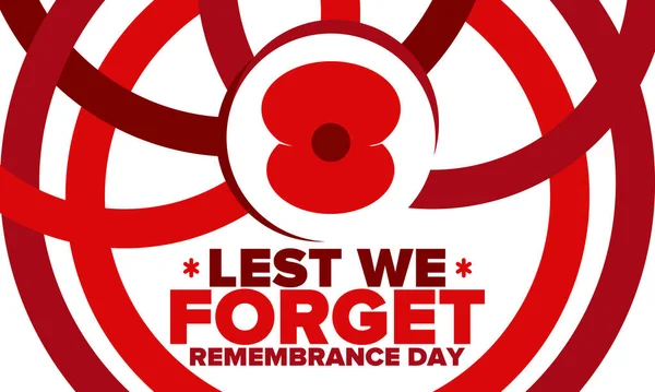 Remembrance Day Lest Forget Remembrance Poppy Poppy Day Memorial Day — Stock Vector