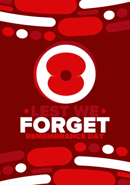 Remembrance Day Lest Forget Remembrance Poppy Poppy Day Memorial Day — Stock Vector