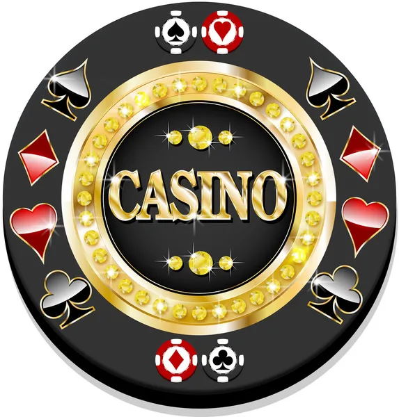 Single black casino chip — Stock Vector