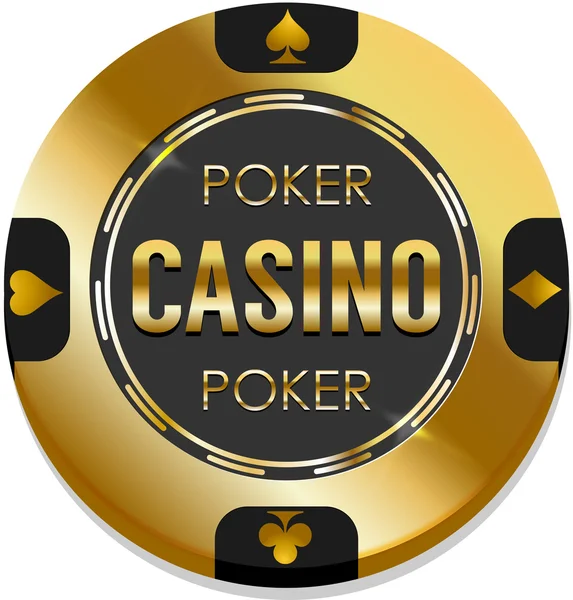 Single golden casino chip — Stock Vector