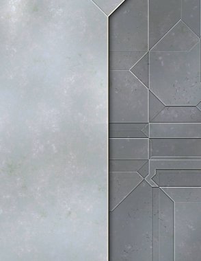 Katmanlı paneller. Fütürist soyut duvar kağıdı. Geometrik teknolojik yansıtıcı arka plan 3D metalik doku. Uzay gemisi desen yüzeyi.