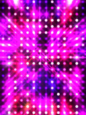 Parlayan ışıklar siyah arka planda parti izleri. Sahne veya stadyum ışıklarının dijital illüstrasyonu. Parlak desenli duvar kağıdı. Sahne ışıkları ile renkli ışıkların ihtişamlı arkaplanı.