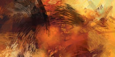 Soyut arkaplanda pürüzlü fırça darbeleri. Fırça boyası. Renkli boya darbeleri. Eşsiz duvar sanatı. Tuvaldeki modern sanat. Renkli çağdaş sanat eserleri.