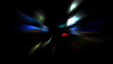 Parlayan ışıkları hareket ettirmenin havalı arka planı. Tasarımınız için canlı renkli bir portal şablonu. Işık ışınları ve hareket halindeki ışıldayan parçacıklar bir solucan deliği şekli oluşturuyor..