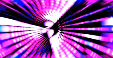 Siyah arkaplanda dönen ışık gösterisi. Lüks çizgiler. Parlak kıvrımlı duvar kağıdı. Uzay tüneli. Dönen ışık çemberi ya da maytap izi. Parlak konsept çizimi.