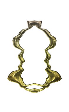 Üç boyutlu metalik illüstrasyon. Beyaz arka planda izole edilmiş fantezi çerçevesi. Davetiyeler, posterler, menü, hatıra defteri ve sunum için mükemmel. Metnin için şablon.