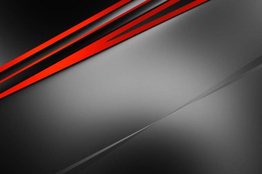 Metin için kopyalama alanı olan soyut siyah paneller. Üç boyutlu illüstrasyon. Renkli ışık özellikli koyu renk tasarım şablonu. Zarif geometrik parlak çizgili arka plan. Minimalist geometrik kapak grafiği.