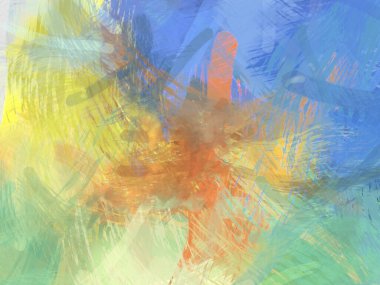 Soyut arkaplanda pürüzlü fırça darbeleri. Fırça boyası. Renkli boya darbeleri. Eşsiz duvar sanatı. Tuvaldeki modern sanat. Renkli çağdaş sanat eserleri.