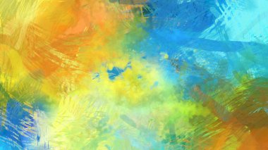 Soyut arkaplanda pürüzlü fırça darbeleri. Fırça boyası. Renkli boya darbeleri. Eşsiz duvar sanatı. Tuvaldeki modern sanat. Renkli çağdaş sanat eserleri.