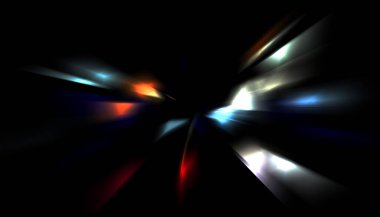 Parlayan ışıkları hareket ettirmenin havalı arka planı. Tasarımınız için canlı renkli bir portal şablonu. Işık ışınları ve hareket halindeki ışıldayan parçacıklar bir solucan deliği şekli oluşturuyor..