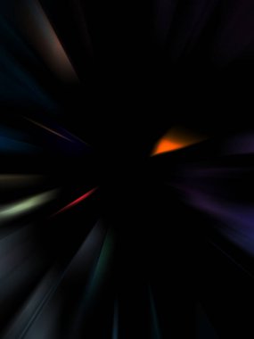 Siyah arkaplanda izole edilmiş dinamik ışık ışınları. Parlayan renkli ışık parçacıklarının grafiksel 2d çizimi.