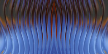 Renkli dalgalı yansıtıcı duvar kağıdının üç boyutlu çizimi. Duvar kağıdı, afiş, arkaplan, kart, kitap kapağı veya web sitesi için grafiksel illüstrasyon. Soyut parlak arkaplan.