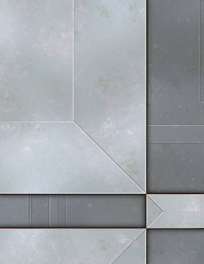 Katmanlı paneller. Fütürist soyut duvar kağıdı. Geometrik teknolojik yansıtıcı arka plan 3D metalik doku. Uzay gemisi desen yüzeyi.
