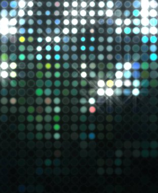 Parlak desenli duvar kağıdı. Sahne ışıkları olan renkli ışıkların ihtişamlı arkaplanı. Parlayan ışıklar siyah arka planda parti izleri. Sahne veya stadyum ışıklarının dijital illüstrasyonu. 